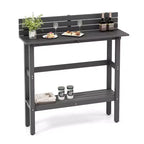 Table de bar d'extérieur Costway 48 avec étagère de rangement et patins réglables pour spa marron/gris