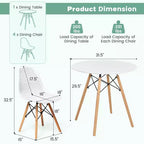 Costway Ensemble Table et Chaises de Salle à Manger 5 Pièces pour 4 Personnes, Table Ronde et 4 Chaises Modernes avec Pieds en Bois Vert/Blanc