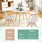 Costway Ensemble Table et Chaises de Salle à Manger 5 Pièces pour 4 Personnes, Table Ronde et 4 Chaises Modernes avec Pieds en Bois Vert/Blanc