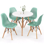 Costway Ensemble Table et Chaises de Salle à Manger 5 Pièces pour 4 Personnes, Table Ronde et 4 Chaises Modernes avec Pieds en Bois Vert/Blanc