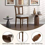 Costway Lot de 2 chaises en bois antique rembourrées avec rangement Noir et beige/marron et gris clair