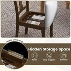 Costway Lot de 2 chaises en bois antique rembourrées avec rangement Noir et beige/marron et gris clair