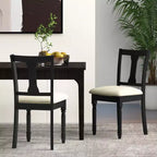 Costway Lot de 2 chaises en bois antique rembourrées avec rangement Noir et beige/marron et gris clair