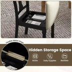Costway Lot de 2 chaises en bois antique rembourrées avec rangement Noir et beige/marron et gris clair