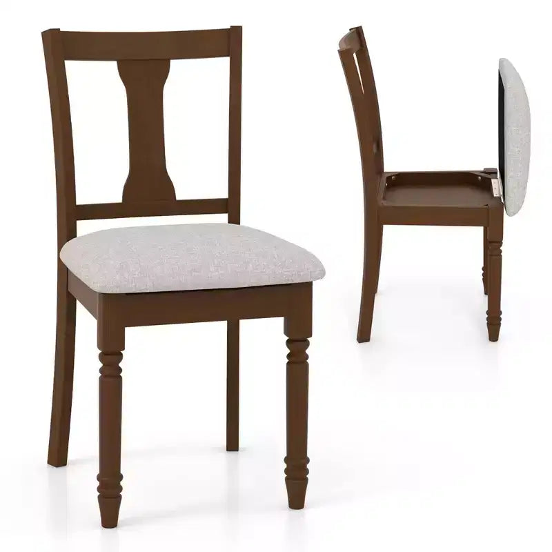 Costway Lot de 2 chaises en bois antique rembourrées avec rangement Noir et beige/marron et gris clair