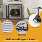 Pare-feu 3 panneaux Costway 52 x 31 po avec pare-étincelles motif Élan et Paysage naturel