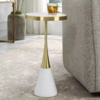 Table d'appoint ronde Uttermost Apex 12 1/2W, blanc mat, laiton brossé