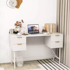 Costway Bureau d'ordinateur 48 po avec 4 tiroirs de rangement, cadre en métal, bureau d'étude moderne