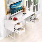 Costway Bureau d'ordinateur 48 po avec 4 tiroirs de rangement, cadre en métal, bureau d'étude moderne