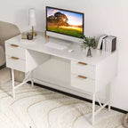 Costway Bureau d'ordinateur 48 po avec 4 tiroirs de rangement, cadre en métal, bureau d'étude moderne