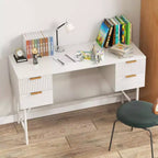 Costway Bureau d'ordinateur 48 po avec 4 tiroirs de rangement, cadre en métal, bureau d'étude moderne