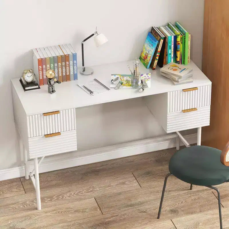 Costway Bureau d'ordinateur 48 po avec 4 tiroirs de rangement, cadre en métal, bureau d'étude moderne