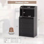 Commode à 3 tiroirs Costway, organiseur de rangement en bois de 111 cm de haut avec 2 étagères ouvertes, noir/blanc/noyer