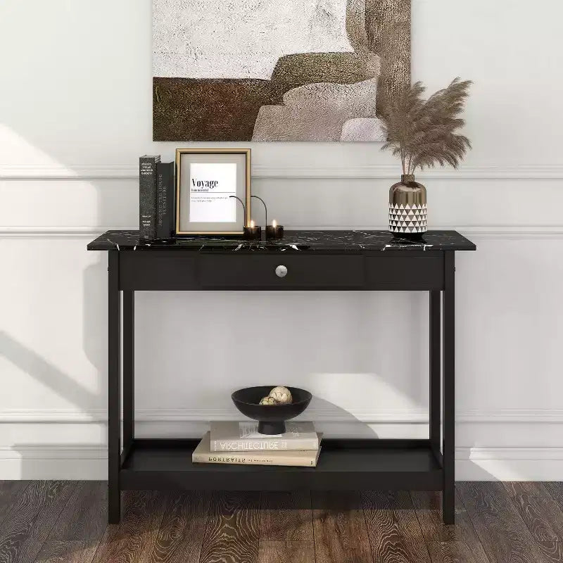 Lot de 4 tables basses Minsay avec plateau en faux marbre et rangement - HOMES: Inside + Out