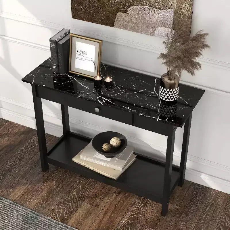 Lot de 4 tables basses Minsay avec plateau en faux marbre et rangement - HOMES: Inside + Out