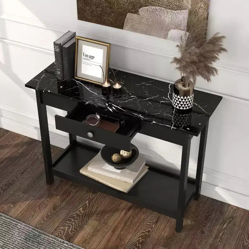 Lot de 4 tables basses Minsay avec plateau en faux marbre et rangement - HOMES: Inside + Out