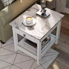 Lot de 4 tables basses Minsay avec plateau en faux marbre et rangement - HOMES: Inside + Out