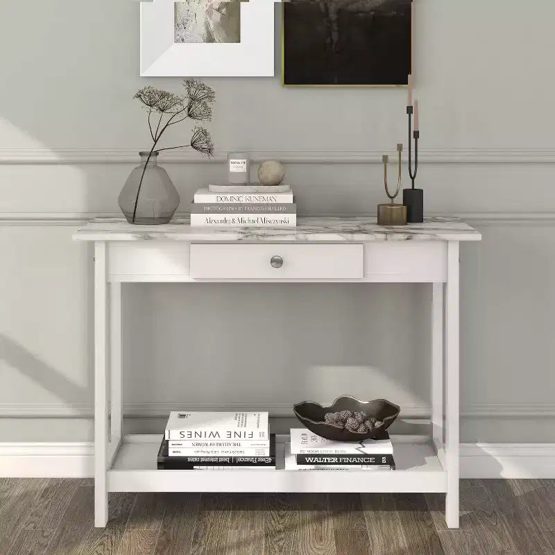 Lot de 4 tables basses Minsay avec plateau en faux marbre et rangement - HOMES: Inside + Out