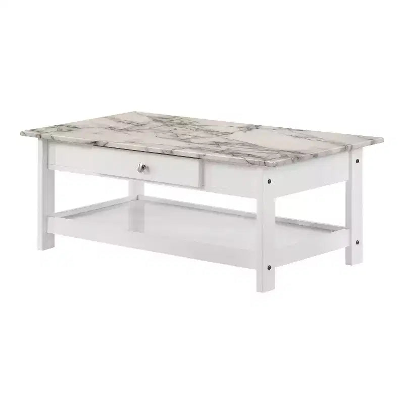 Lot de 4 tables basses Minsay avec plateau en faux marbre et rangement - HOMES: Inside + Out
