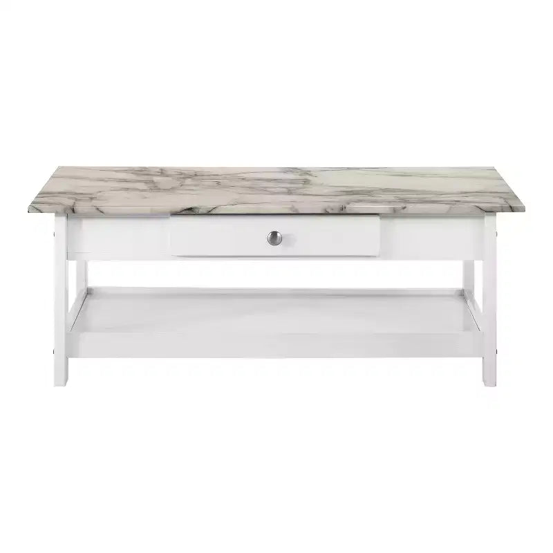 Lot de 4 tables basses Minsay avec plateau en faux marbre et rangement - HOMES: Inside + Out