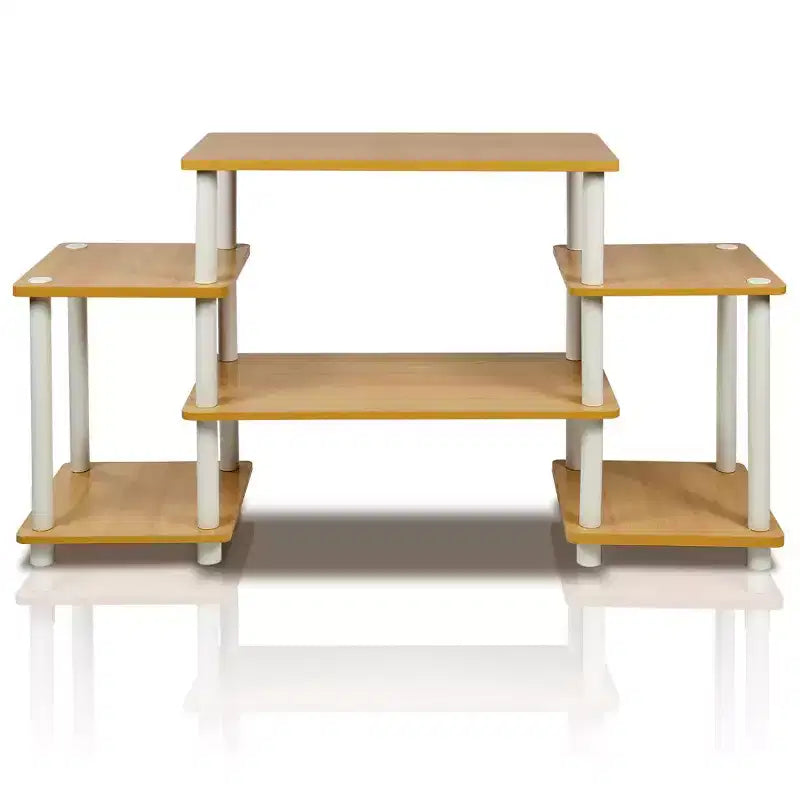 Meuble TV Furinno au design simple pour TV jusqu'à 30 pouces, table console multimédia avec étagère ouverte réversible, sans outils, meuble de divertissement, hêtre/blanc