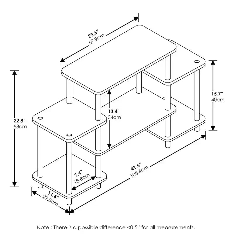 Meuble TV Furinno au design simple pour TV jusqu'à 30 pouces, table console multimédia avec étagère ouverte réversible, sans outils, meuble de divertissement, hêtre/blanc