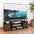 Furinno Modern TV Stand Media Entertainment Center for TV's up To 55 w/2-Door Storage Cabinet,Columbia Walnut/Black