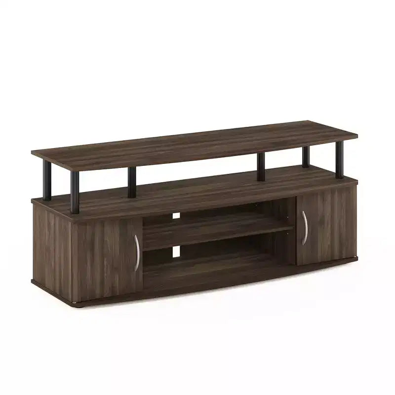Meuble TV moderne Furinno, centre de divertissement média pour téléviseurs jusqu'à 55 pouces avec armoire de rangement à 2 portes, noyer Columbia/noir