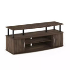 Meuble TV moderne Furinno, centre de divertissement média pour téléviseurs jusqu'à 55 pouces avec armoire de rangement à 2 portes, noyer Columbia/noir