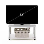 Meuble TV surélevé industriel Furinno sans outils avec 2 étagères de rangement ouvertes pour téléviseurs jusqu'à 25 pouces Chêne Blanc