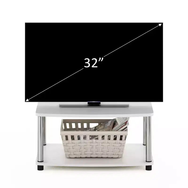 Meuble TV surélevé industriel Furinno sans outils avec 2 étagères de rangement ouvertes pour téléviseurs jusqu'à 25 pouces Chêne Blanc