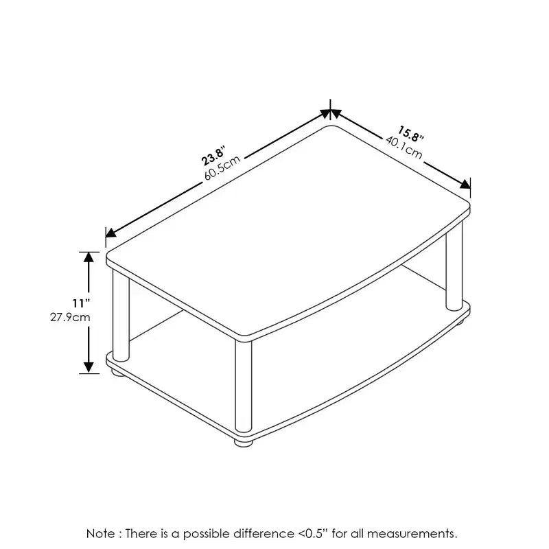 Meuble TV surélevé industriel Furinno sans outils avec 2 étagères de rangement ouvertes pour téléviseurs jusqu'à 25 pouces Chêne Blanc