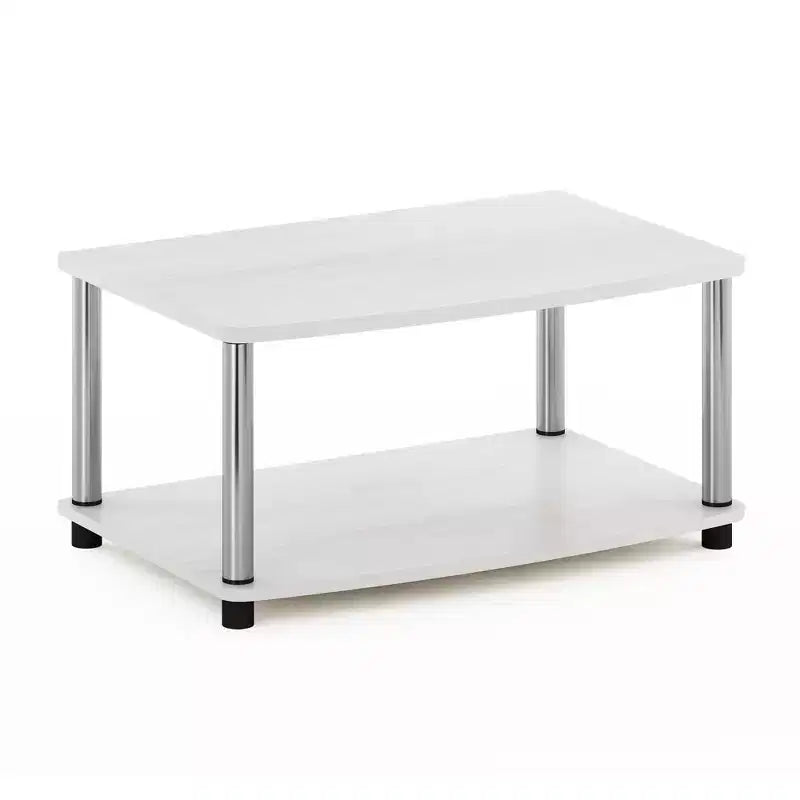 Meuble TV surélevé industriel Furinno sans outils avec 2 étagères de rangement ouvertes pour téléviseurs jusqu'à 25 pouces Chêne Blanc