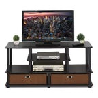 Meuble TV grand format Furinno à 4 niveaux pour téléviseurs jusqu'à 55 pouces, avec étagères ouvertes et 2 tiroirs de rangement