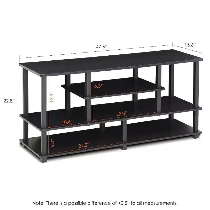 Meuble TV grand format Furinno à 4 niveaux pour téléviseurs jusqu'à 55 pouces, avec étagères ouvertes et 2 tiroirs de rangement