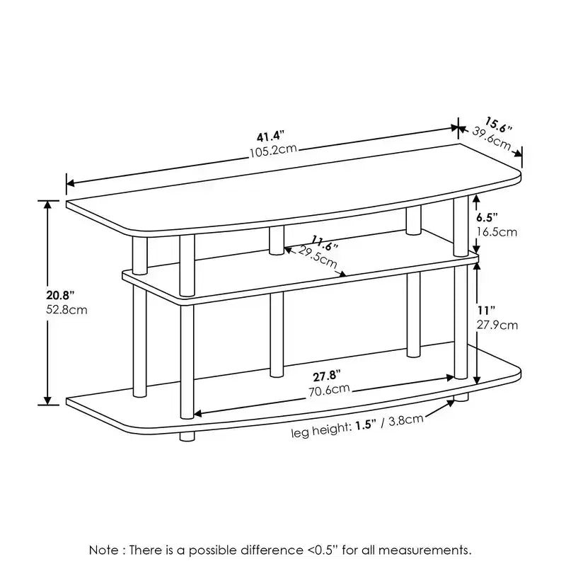 Meuble TV 3 niveaux Furinno, sans outils, supporte les téléviseurs jusqu'à 46", chêne noir