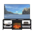 Meuble TV Furinno Classic avec foyer électrique 18" pour téléviseurs jusqu'à 70", Americano