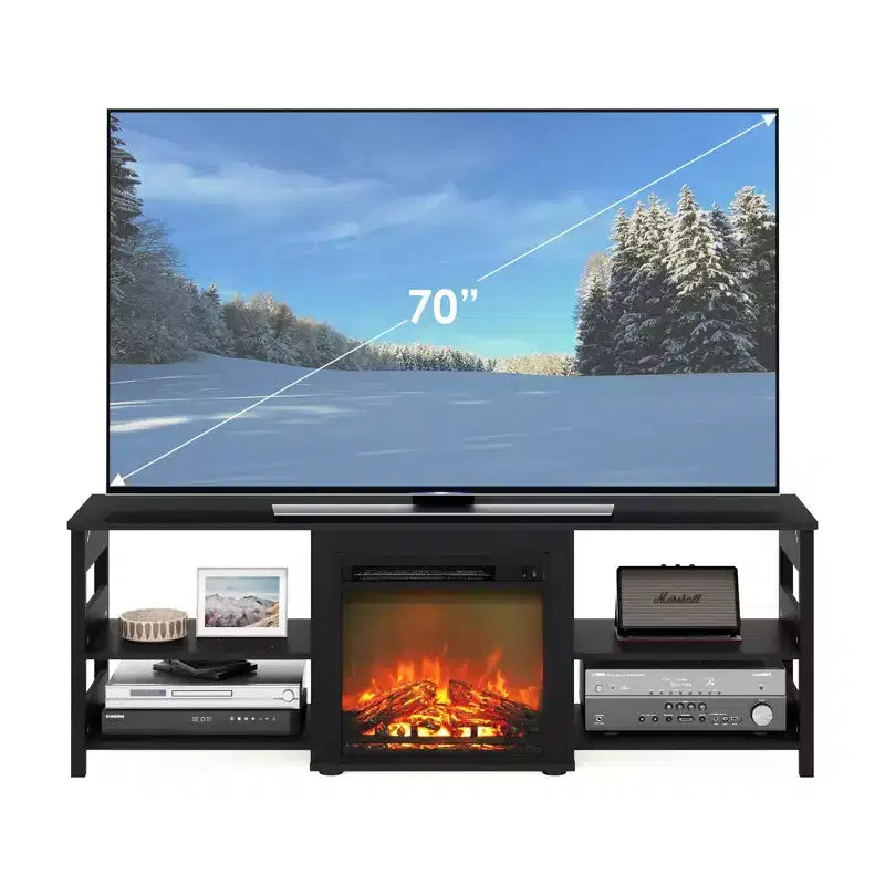 Meuble TV Furinno Classic avec foyer électrique 18" pour téléviseurs jusqu'à 70", Americano