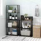 Furinno 4-Tier Ladder Decorative Bookshelf Open Multipurpose Shelf Display Rack Bathroom Kitchen Entryway Storage Shelves,Espresso/Black