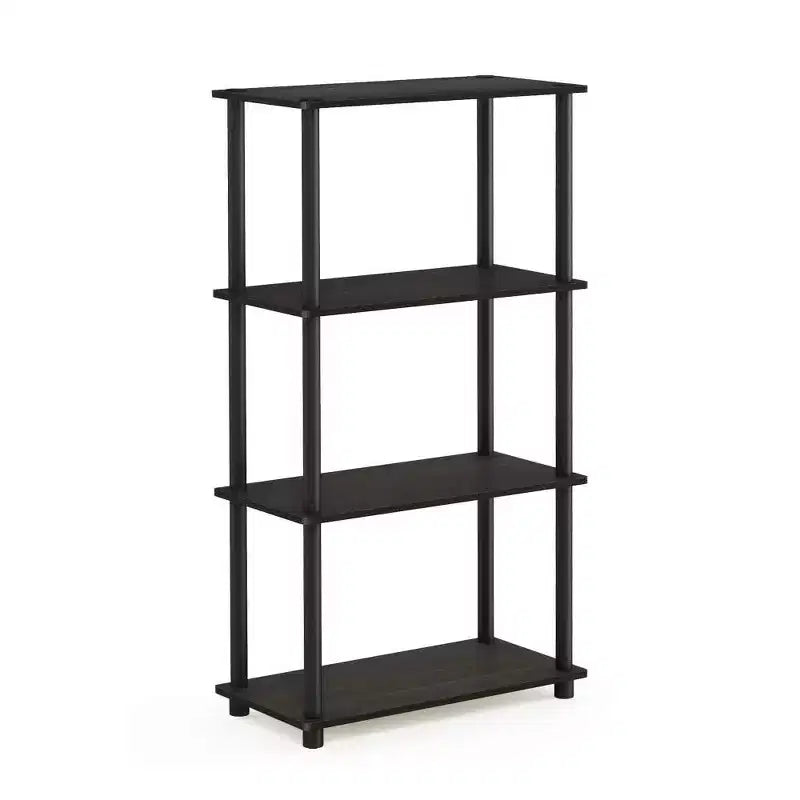 Furinno Étagère décorative 4 niveaux en échelle, étagère ouverte polyvalente, étagère de présentation, étagères de rangement pour salle de bain, cuisine, entrée, Espresso/Noir