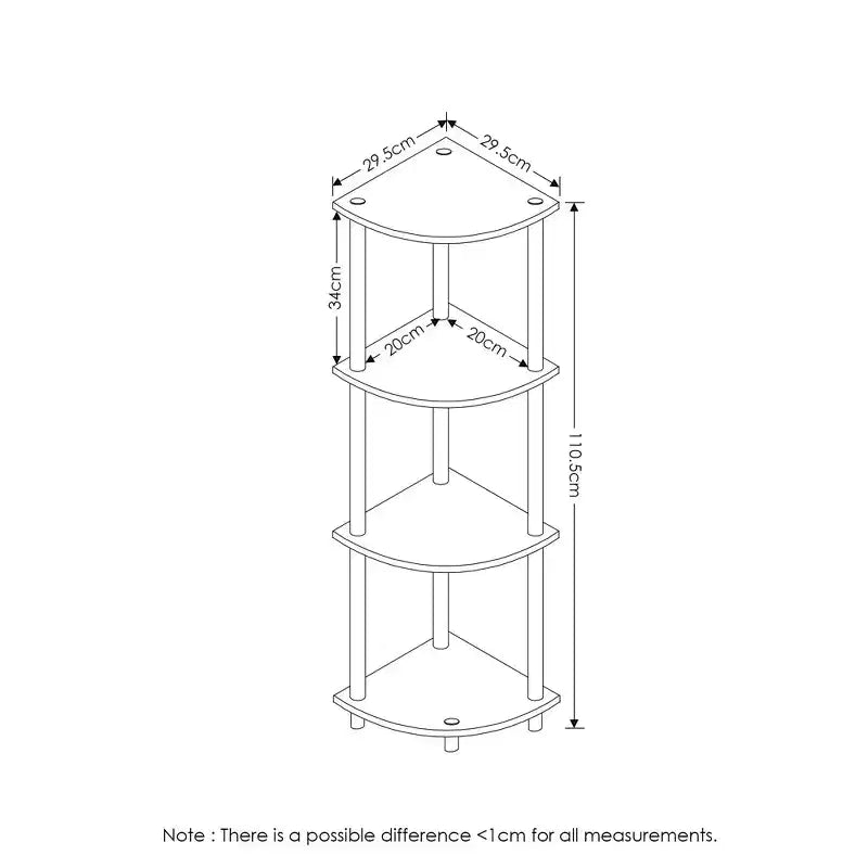 Furinno Étagère d'angle à 4 niveaux Unité de rangement polyvalente pour salle de bain, Espresso/Noir