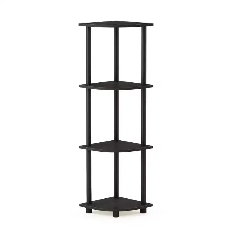 Furinno Étagère d'angle à 4 niveaux Unité de rangement polyvalente pour salle de bain, Espresso/Noir