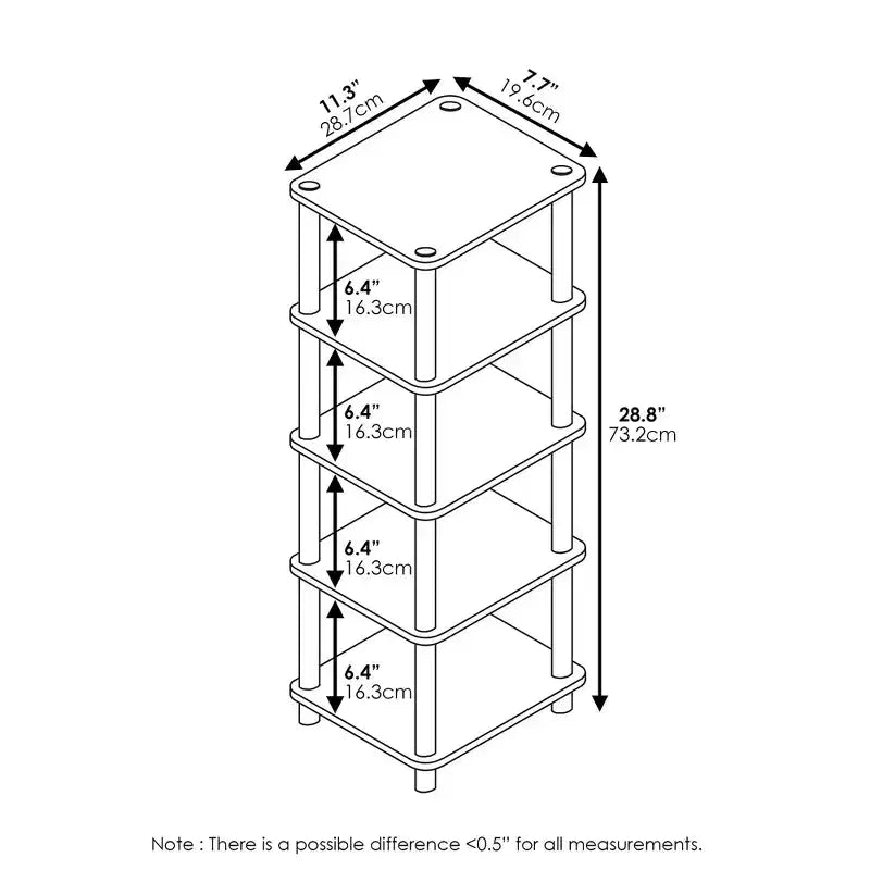 Furinno Étagère de Rangement Multifonctionnelle à 5 Niveaux, Bibliothèque pour Salle de Bain, Salon, Bureau et Cuisine, Chêne