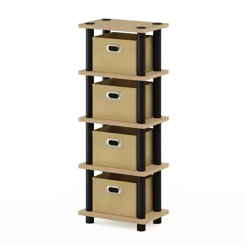 Furinno Étagère de Rangement Multifonctionnelle à 5 Niveaux, Bibliothèque pour Salle de Bain, Salon, Bureau et Cuisine, Chêne
