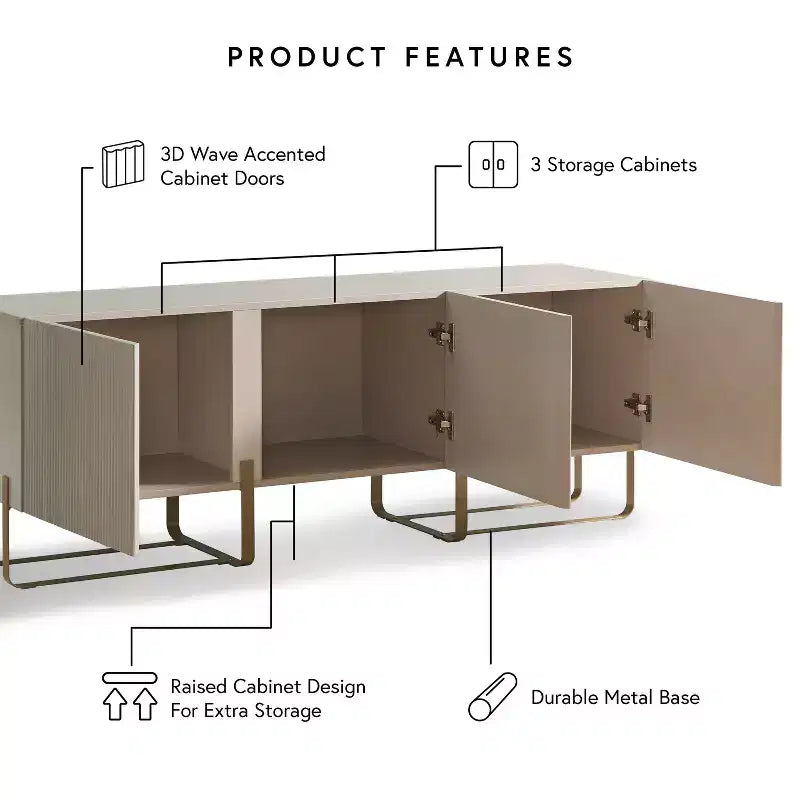 Meuble TV Forast Modern 3 portes de rangement 24/7 Shop At Home pour téléviseurs jusqu'à 65 pouces
