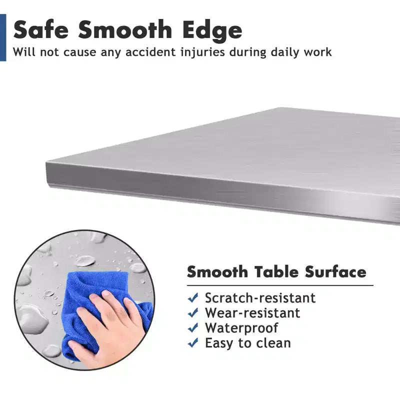 Costway Table de cuisine commerciale 30 x 48 en acier inoxydable pour préparation et travail, argent