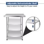 Costway Table de cuisine commerciale 30 x 48 en acier inoxydable pour préparation et travail, argent