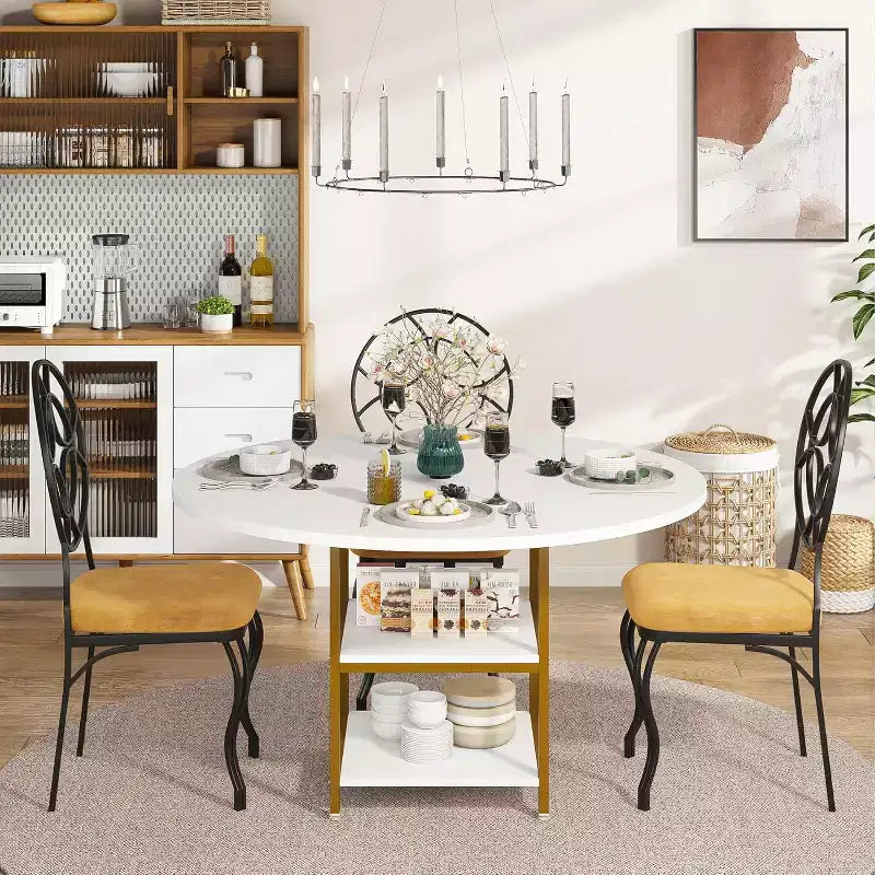 Table à manger ronde Lantine de 47 pouces pour 4 personnes