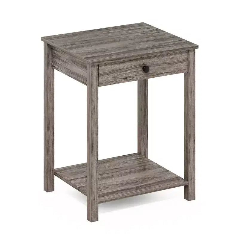 Table d'appoint Furinno Mid-Century avec tiroir et étagère de rangement ouverte, chêne rustique