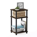 Table d'appoint de canapé réversible Furinno à 3 niveaux avec étagère de rangement ouverte, Noyer